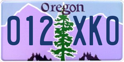 OR license plate 012XKO