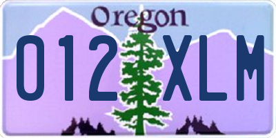 OR license plate 012XLM