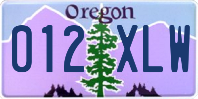 OR license plate 012XLW