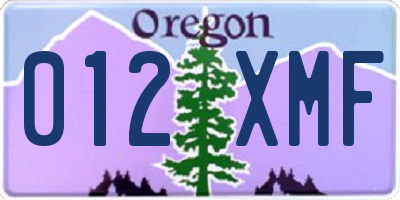 OR license plate 012XMF