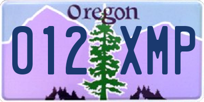 OR license plate 012XMP