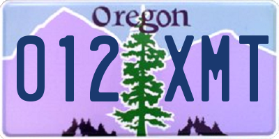 OR license plate 012XMT