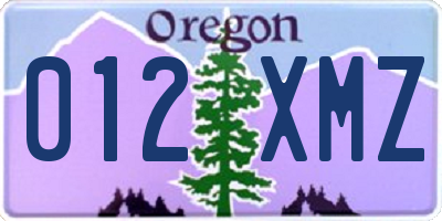 OR license plate 012XMZ