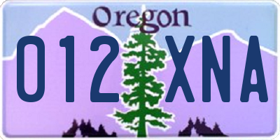 OR license plate 012XNA