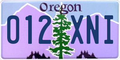 OR license plate 012XNI