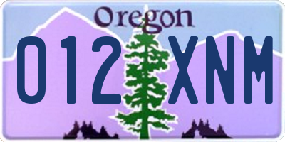 OR license plate 012XNM