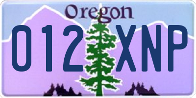 OR license plate 012XNP