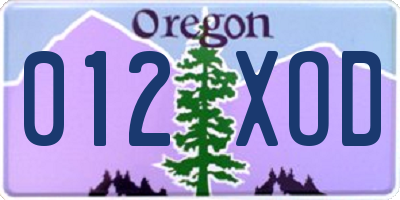 OR license plate 012XOD