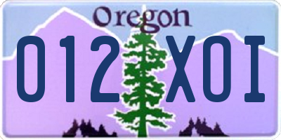 OR license plate 012XOI