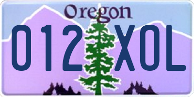 OR license plate 012XOL