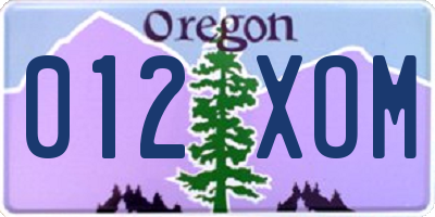 OR license plate 012XOM