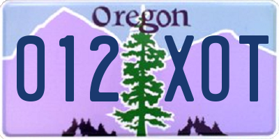 OR license plate 012XOT