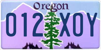OR license plate 012XOY