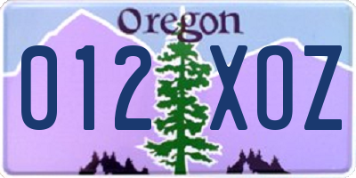 OR license plate 012XOZ