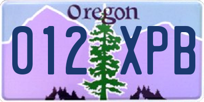 OR license plate 012XPB
