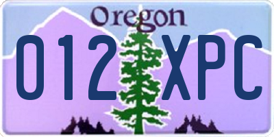 OR license plate 012XPC