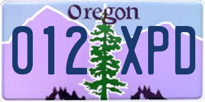 OR license plate 012XPD
