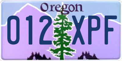 OR license plate 012XPF