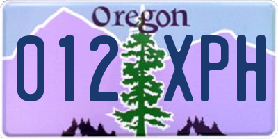 OR license plate 012XPH