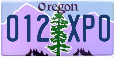 OR license plate 012XPO