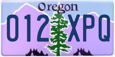 OR license plate 012XPQ