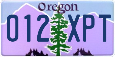 OR license plate 012XPT
