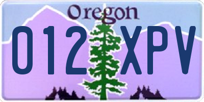 OR license plate 012XPV