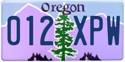 OR license plate 012XPW