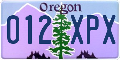 OR license plate 012XPX