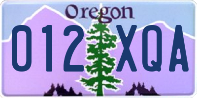 OR license plate 012XQA