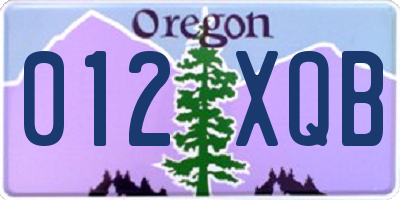 OR license plate 012XQB