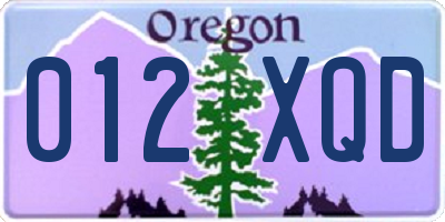 OR license plate 012XQD