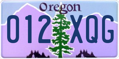 OR license plate 012XQG