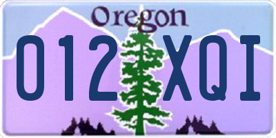 OR license plate 012XQI