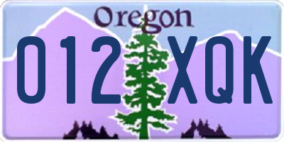 OR license plate 012XQK