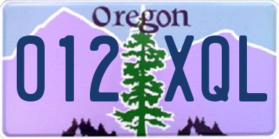 OR license plate 012XQL