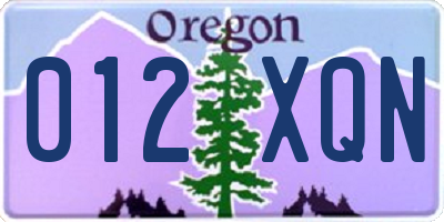 OR license plate 012XQN