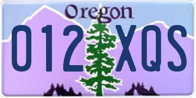 OR license plate 012XQS