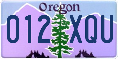 OR license plate 012XQU