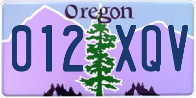 OR license plate 012XQV