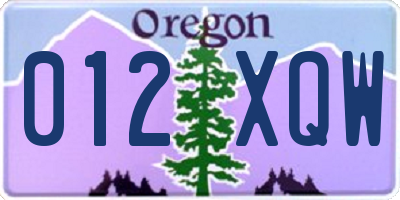 OR license plate 012XQW