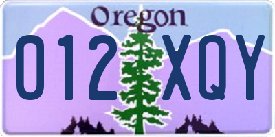 OR license plate 012XQY