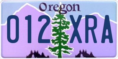 OR license plate 012XRA