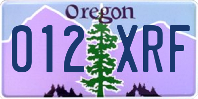 OR license plate 012XRF