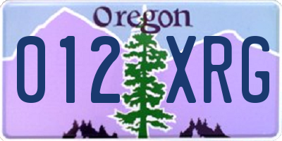 OR license plate 012XRG