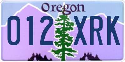 OR license plate 012XRK