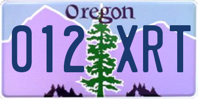 OR license plate 012XRT