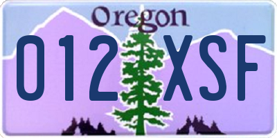 OR license plate 012XSF