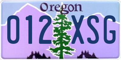 OR license plate 012XSG