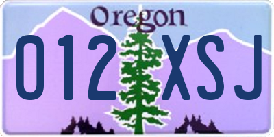 OR license plate 012XSJ